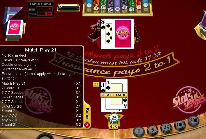 Match Play 21 - $10 No Deposit Casino Bonus